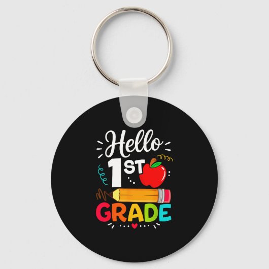 Hallo grappige leraar groep 3 terug naar school sleutelhanger (Voorkant)