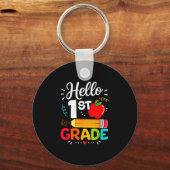 Hallo grappige leraar groep 3 terug naar school sleutelhanger (Voorkant)
