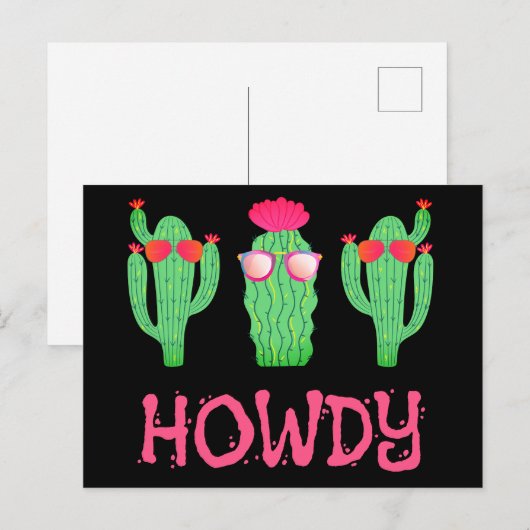 Hallo Grappige Westerse Cactus Cartoon Karakters  Briefkaart (Voorkant / Achterkant)