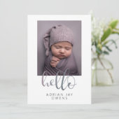 hallo Gray Script Waterverf Foto Collage Baby Aankondiging (Staand voorkant)