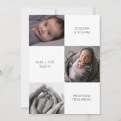 hallo Gray Script Waterverf Foto Collage Baby Aankondiging (Achterkant)