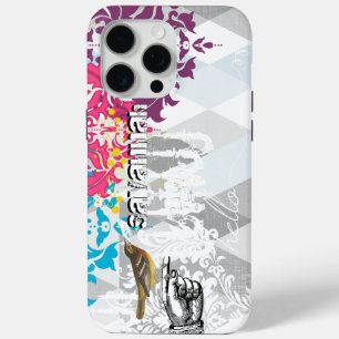 hallo Grey and Blue Linen Pattern iPhone 6 Plus 15 Pro Max Hoesje
