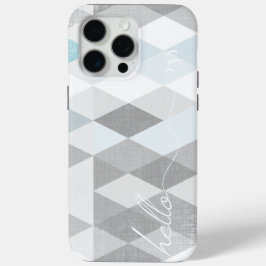 hallo Grey and Blue Linen Pattern iPhone 6 Plus iPhone 15 Pro Max Hoesje