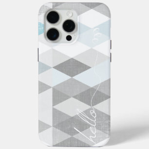 hallo Grey and Blue Linen Pattern iPhone 6 Plus 15 Pro Max Hoesje
