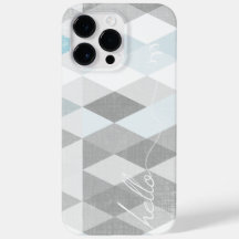 hallo Grey and Blue Linen Pattern iPhone