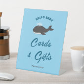 Hallo Grey Whale Baby shower Kaarten & Geschenken  Reclamebord Met Voetstuk (Insitu)