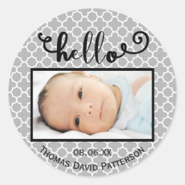 hallo grijs patroon/foto - Cirkelsticker Ronde Sticker