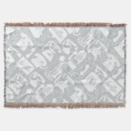 hallo grijs wit telefoonpatroon deken