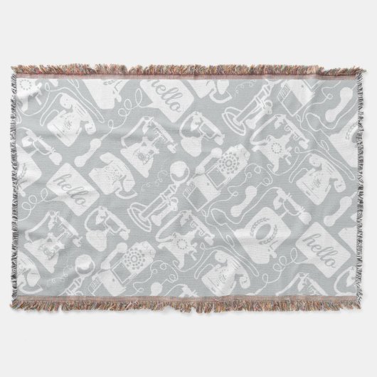 hallo grijs wit telefoonpatroon deken (Voorkant)