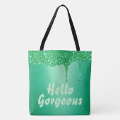 Hallo Groene glitter met monogram | Tote Bag (Voorkant)