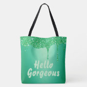 Hallo Groene glitter met monogram | Tote Bag (Achterkant)