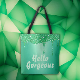 Hallo Groene glitter met monogram | Tote Bag