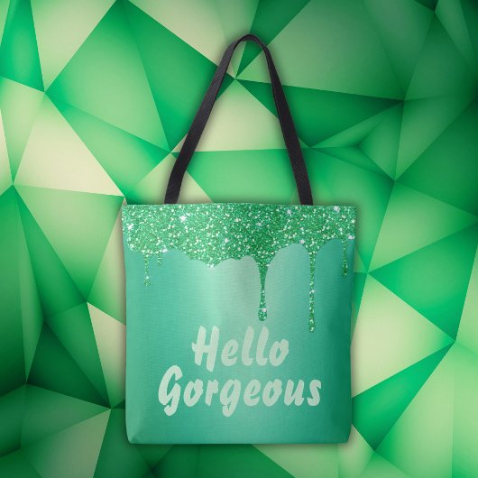 Hallo Groene glitter met monogram | Tote Bag