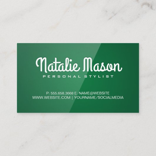 Hallo | Groene gloss Visitekaartje (Achterkant)