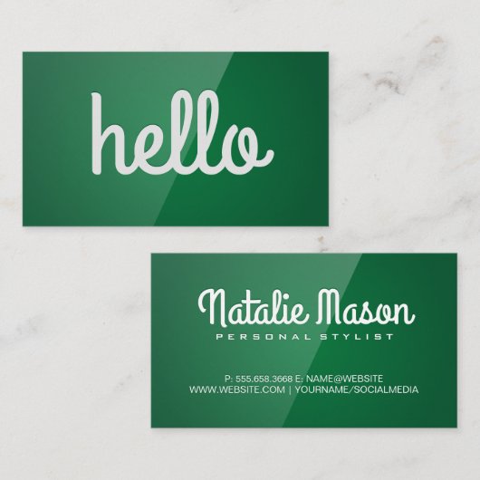 Hallo | Groene gloss Visitekaartje (Voorkant / Achterkant)
