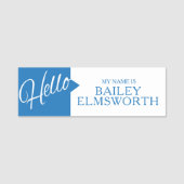 Hallo Groeten Introductie blauw aangepaste naam la Naamplaatje (Voorkant)