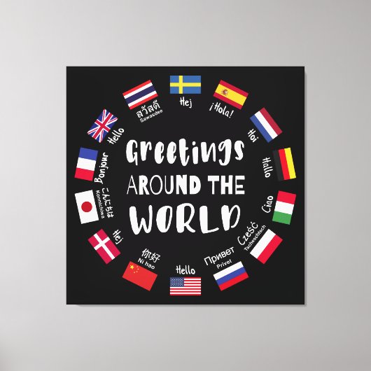 Hallo Groeten over de hele wereld, Canvas Afdruk (Voorkant)