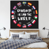 Hallo Groeten over de hele wereld, Canvas Afdruk (Insitu (Slaapkamer))