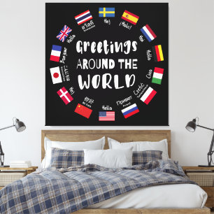 Hallo Groeten over de hele wereld, Canvas Afdruk