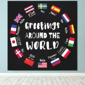 Hallo Groeten over de hele wereld, Canvas Afdruk (Insitu (Houten vloer))