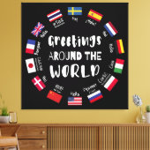 Hallo Groeten over de hele wereld, Canvas Afdruk (Insitu (Woonkamer))