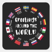 Hallo Groeten over de hele wereld, Vierkante Sticker (Voorkant)