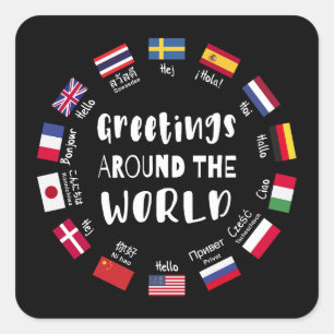 Hallo Groeten over de hele wereld, Vierkante Sticker