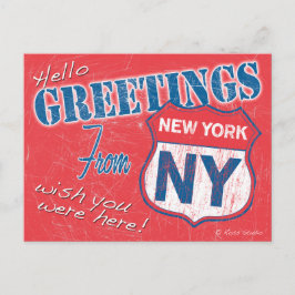 hallo, groeten uit New York, NY Retro Briefkaart