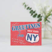 hallo, groeten uit New York, NY Retro Briefkaart (Staand voorkant)