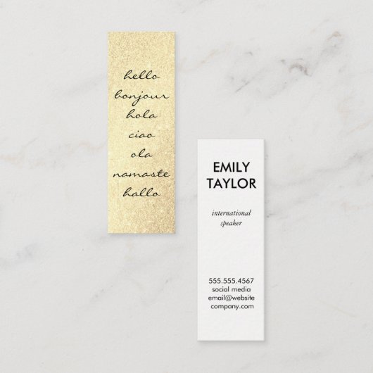 Hallo Groetjes Gold Glitter Mini Visitekaartje (Voorkant / Achterkant)