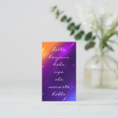 HALLO GROETJES | Moderne kleurrijke gradiënt Visitekaartje (Staand voorkant)