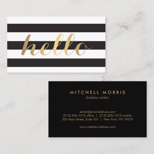 Hallo Groot goud? Gewoon gestreept Visitekaartje (Voorkant / Achterkant)