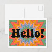 Hallo Groovy "!" Briefkaart Retro Origineel ontwer (Voorkant / Achterkant)