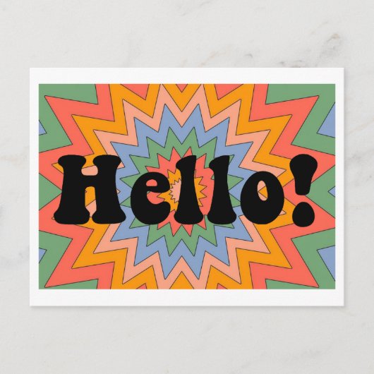 Hallo Groovy "!" Briefkaart Retro Origineel ontwer (Voorkant)