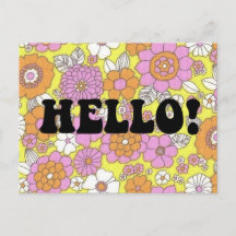 Hallo Groovy Briefkaart Vintage jaren 60 Retro sti
