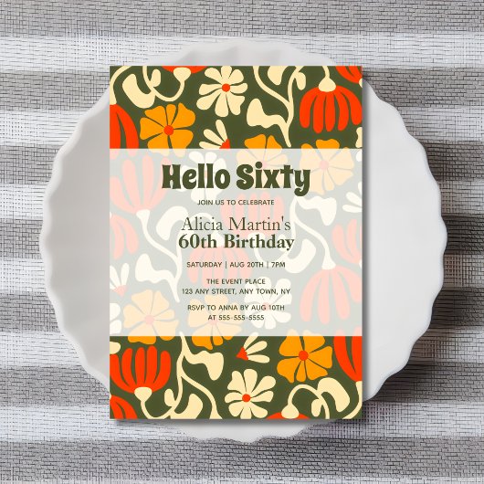  Hallo Groovy Flower Kaart