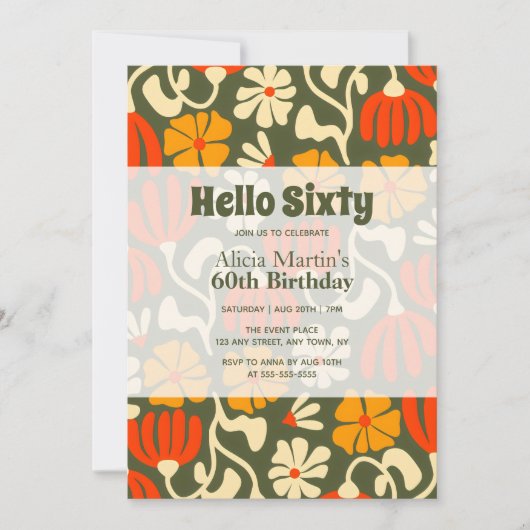  Hallo Groovy Flower Kaart (Voorkant)