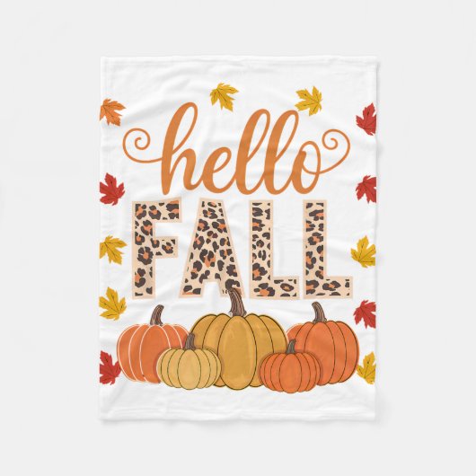 Hallo Groovy Herfst Autumn Maple Leaves Pumpkin Le Fleece Deken (Voorkant)