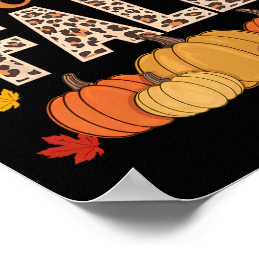Hallo Groovy Herfst Autumn Maple Leaves Pumpkin Le Poster (Hoek)