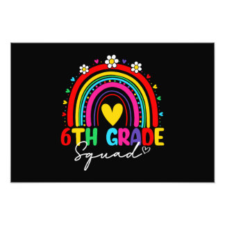 Hallo Groovy regenboog meisje jongens leraar Foto Afdruk