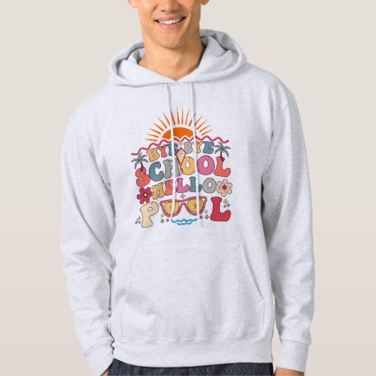 Hallo Groovy Retro Design Bye School Hoodie (Voorkant)
