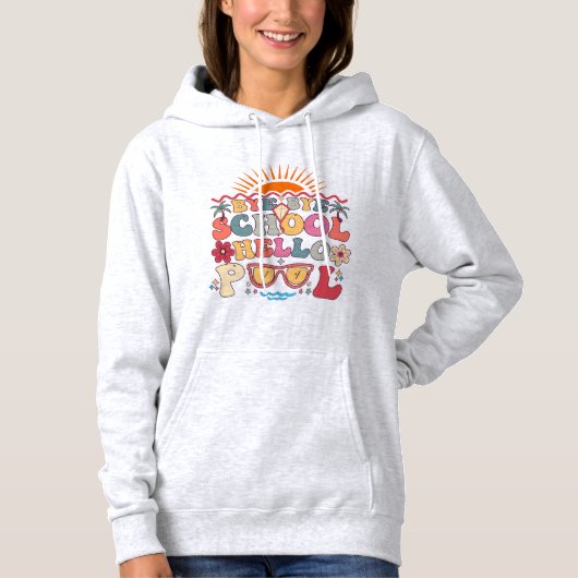 Hallo Groovy Retro Design Bye School Hoodie (Voorkant)