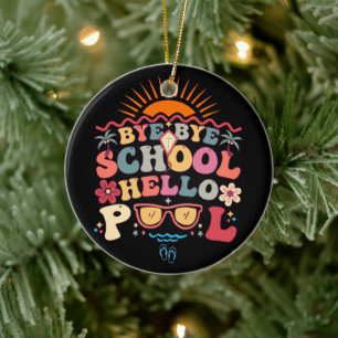 Hallo Groovy Retro Design Bye School Keramisch Ornament