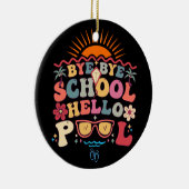 Hallo Groovy Retro Design Bye School Keramisch Ornament (Rechts)