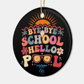 Hallo Groovy Retro Design Bye School Keramisch Ornament (Links)