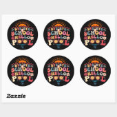 Hallo Groovy Retro Design Bye School Ronde Sticker (Vel)