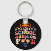 Hallo Groovy Retro Design Bye School Sleutelhanger (Achterkant)