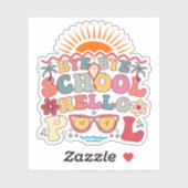 Hallo Groovy Retro Design Bye School Sticker (Vel)