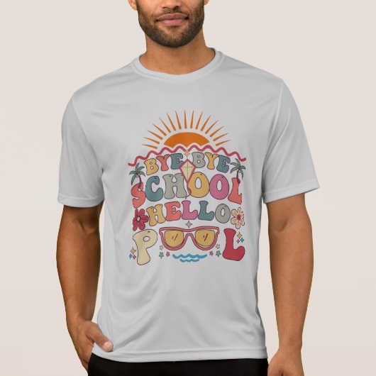 Hallo Groovy Retro Design Bye School T-shirt (Voorkant)