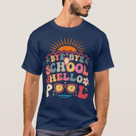 Hallo Groovy Retro Design Bye School T-shirt